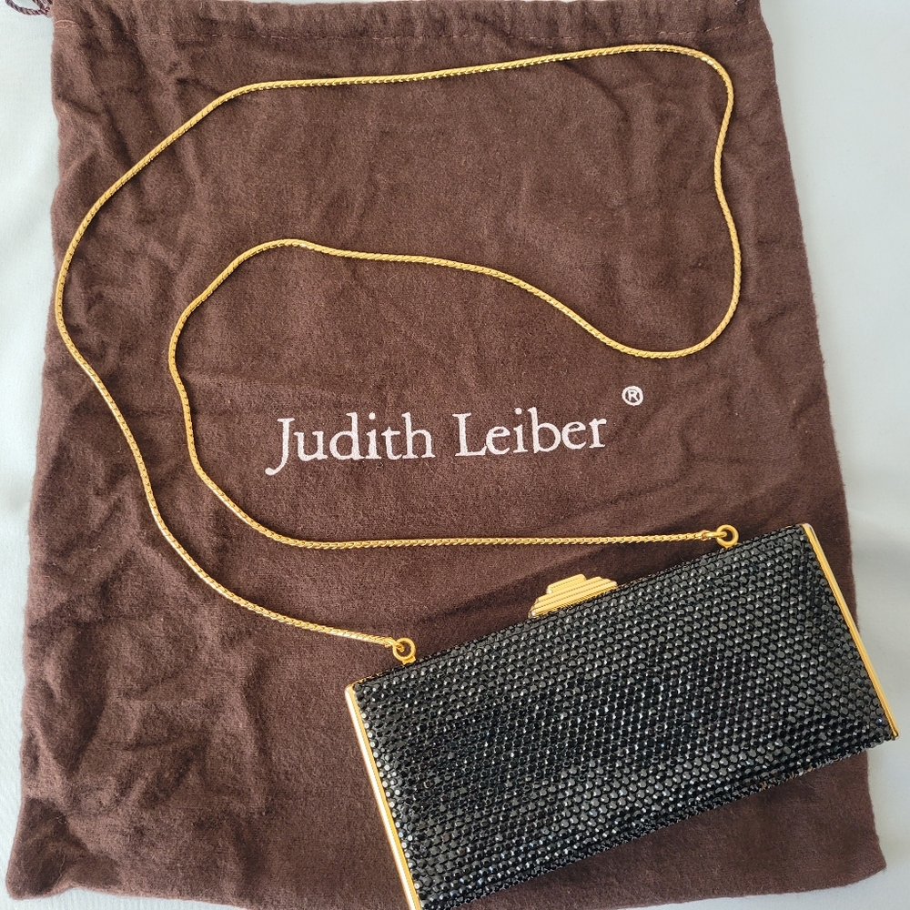 Vintage Judith Leiber Black Rhinestone Clutch